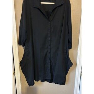 Stella Carakasi Tiburon Tunic Icon Black 3/4 Sleeve Button Front Women's XL